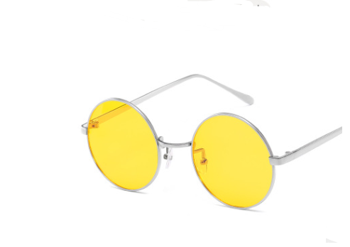 New anti-Blu-ray glasses retro glasses round frame metal flat mirror