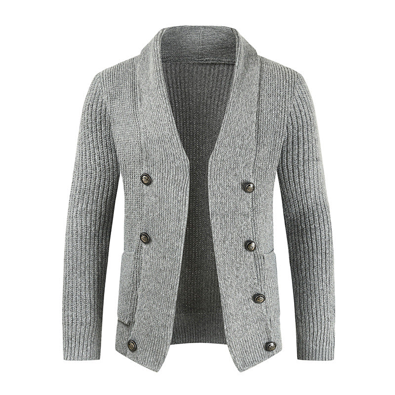 Men's Knitted Cardigan Top With Slim-fit Sweater