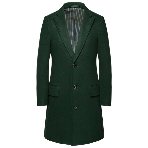 Men's Medium Length Woolen Coat