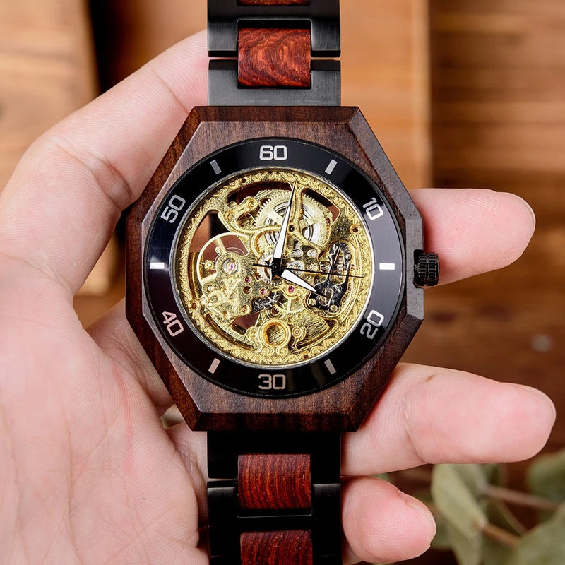 Automatic Wood Mechanical Watch for men