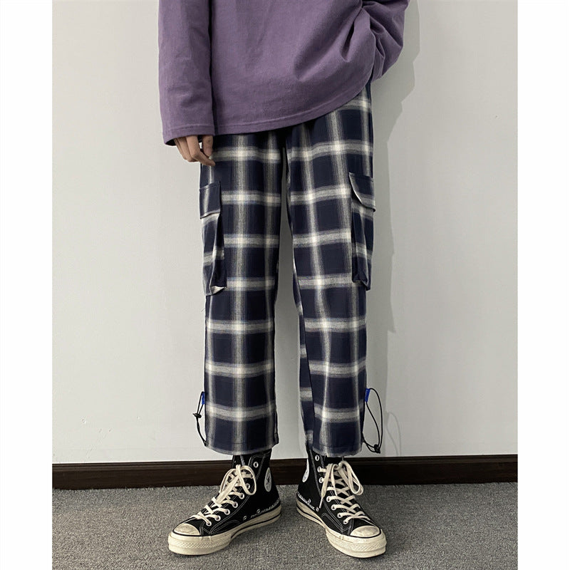 Check beam casual pants