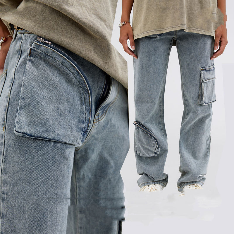 Jeans rectos sueltos casuales para hombre