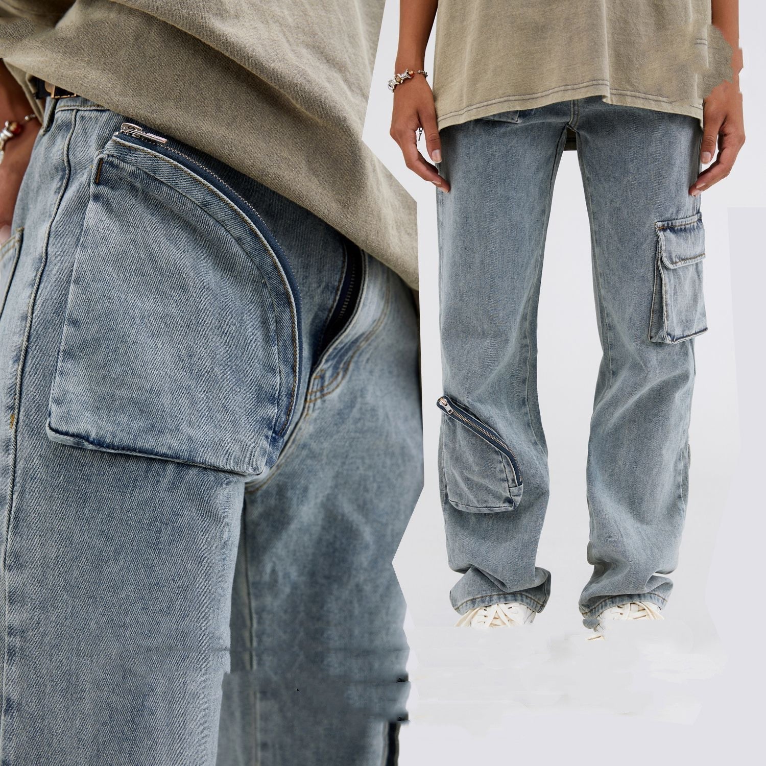 Mens Casual Loose Straight Jeans