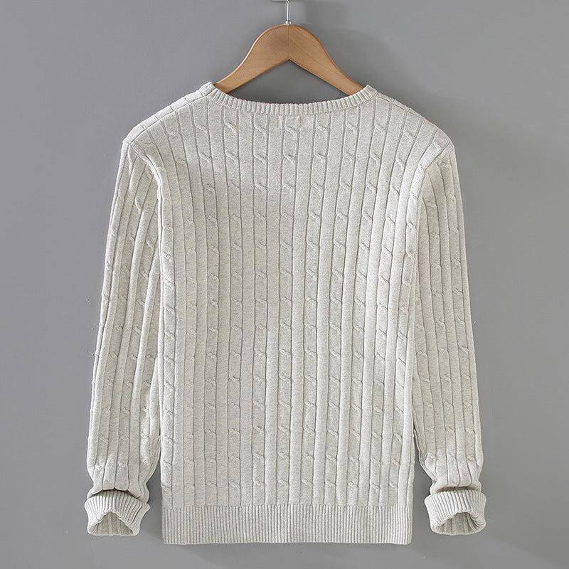 Thick Needle Solid Color Twist Slim Fit sweater