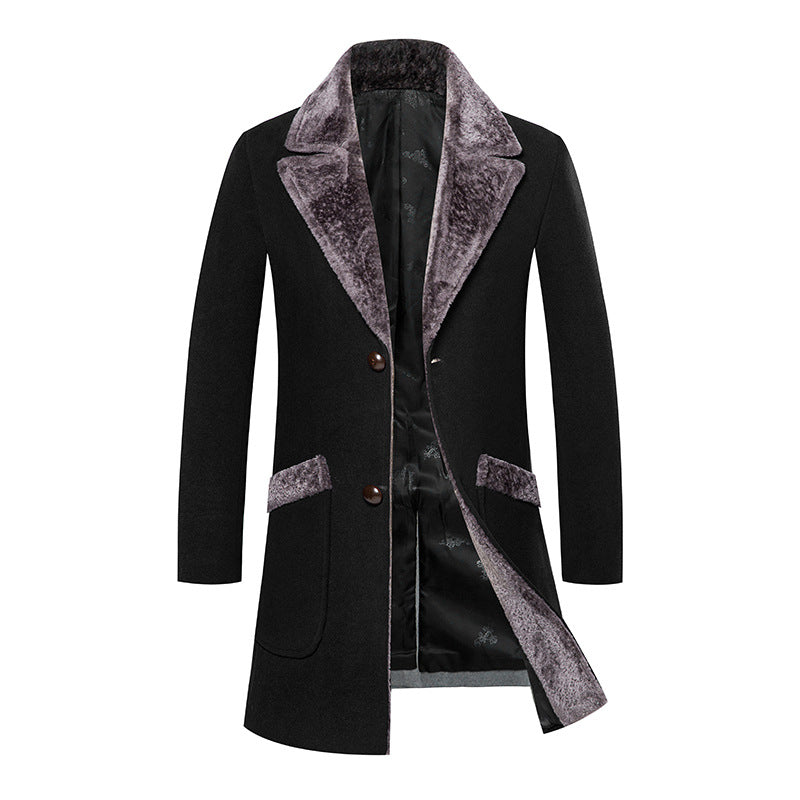 Slim Mid Length Woolen Casual Coat