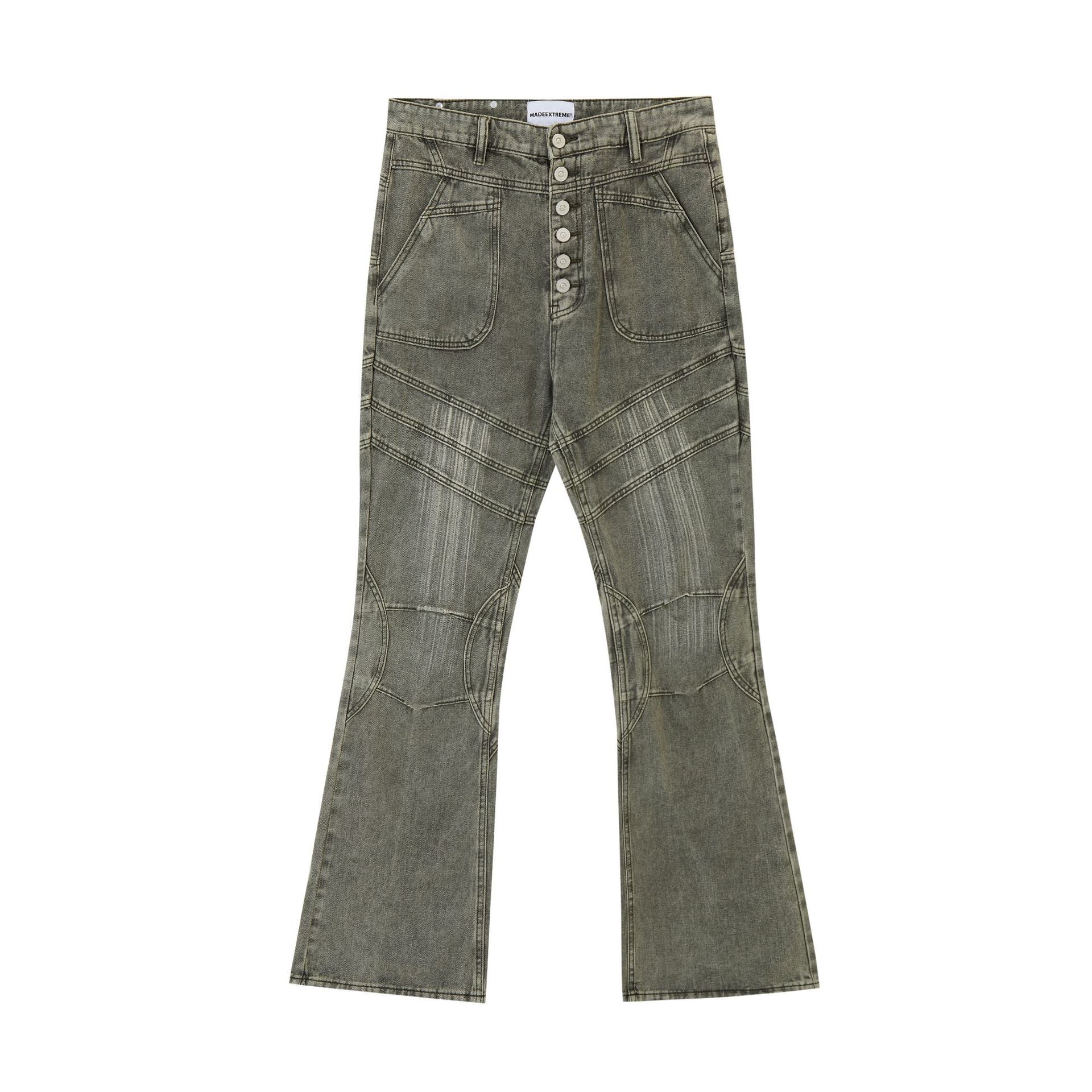 Street Washed Distressed Stitching Skinny Denim Trousers For Men