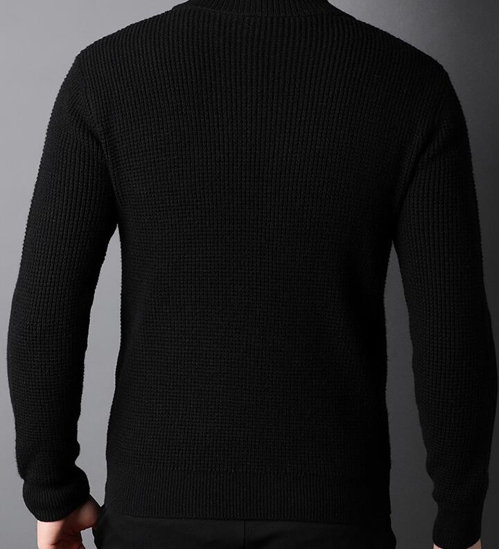 Men's Stand-up Collar Zipper Long-sleeved Sweater Coat