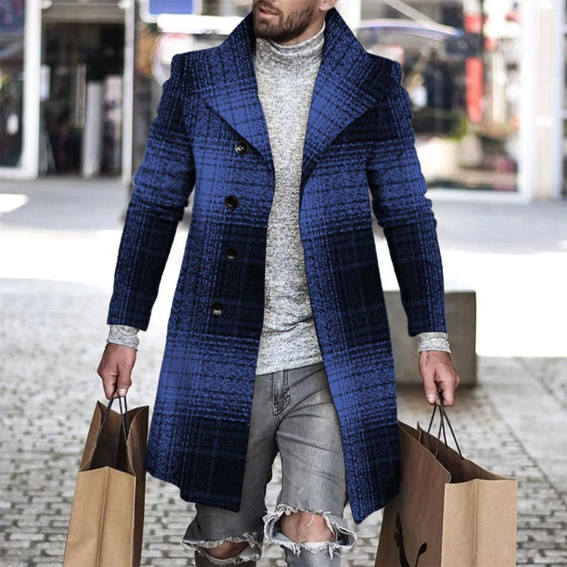 3D Digital Printing Men's Woolen Lapel trench coat