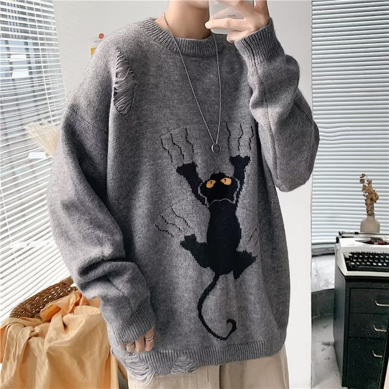 Loose And Lazy Style Printed Sweater