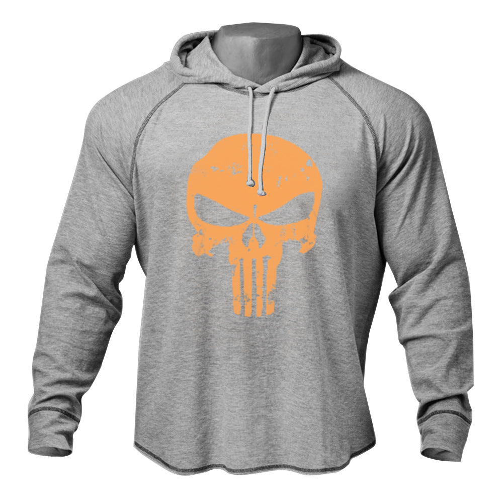 Skull Print Long-sleeved Hoodie for gym