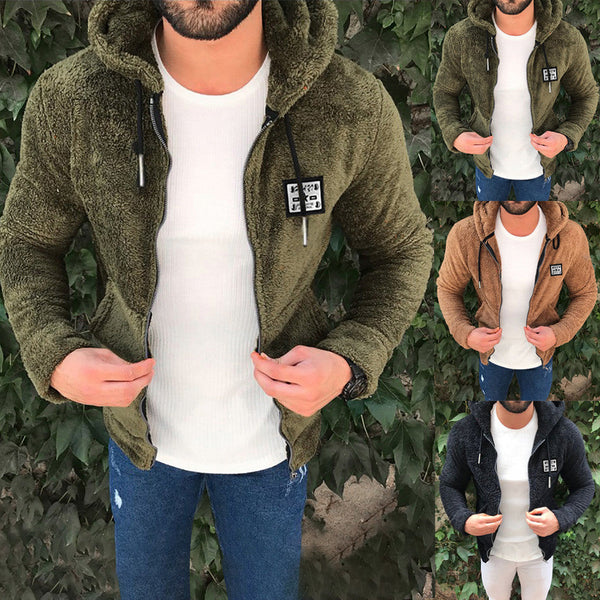 Fur zip hooded cardigan