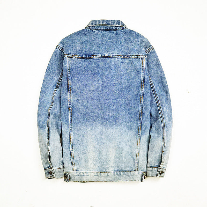 Gradient Color Jacket Men European And American Trend Denim Jacket