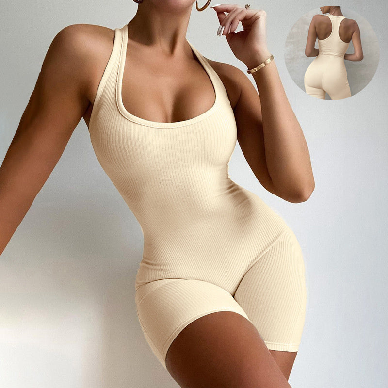 Sleeveless Backless Women Slim Yoga One Piece Rompers