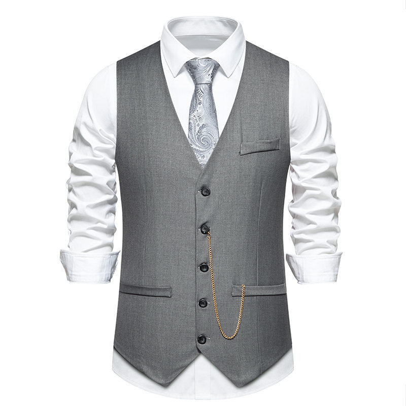 Solid Color Wedding Banquet V-neck Men's Suit Vest