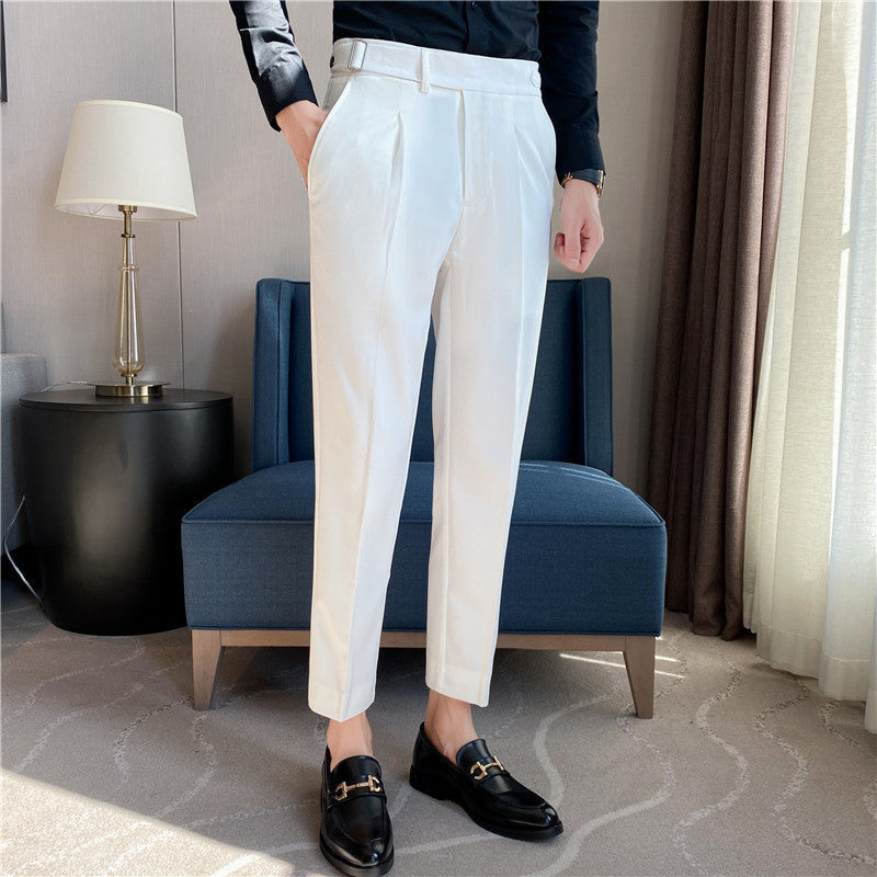 Men's Italian Striped High Waist Business Casual Pants