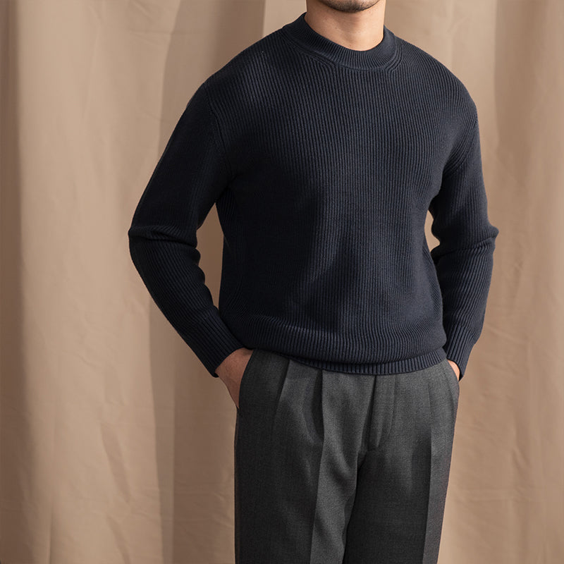 Casuale Ribbed Knit Wool Blend Sweater