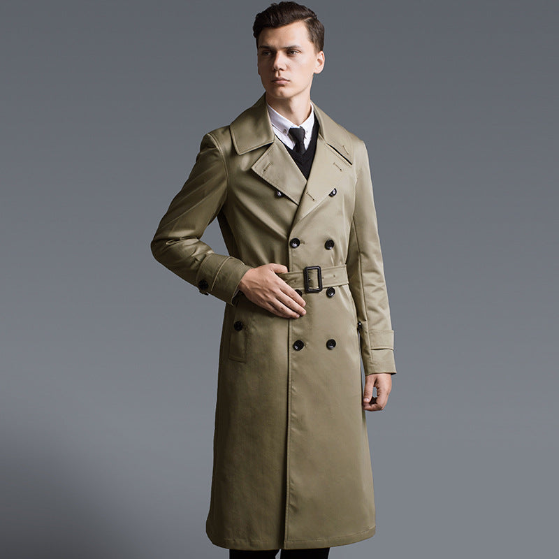 Extra-long Windbreaker Knee-length coat for men