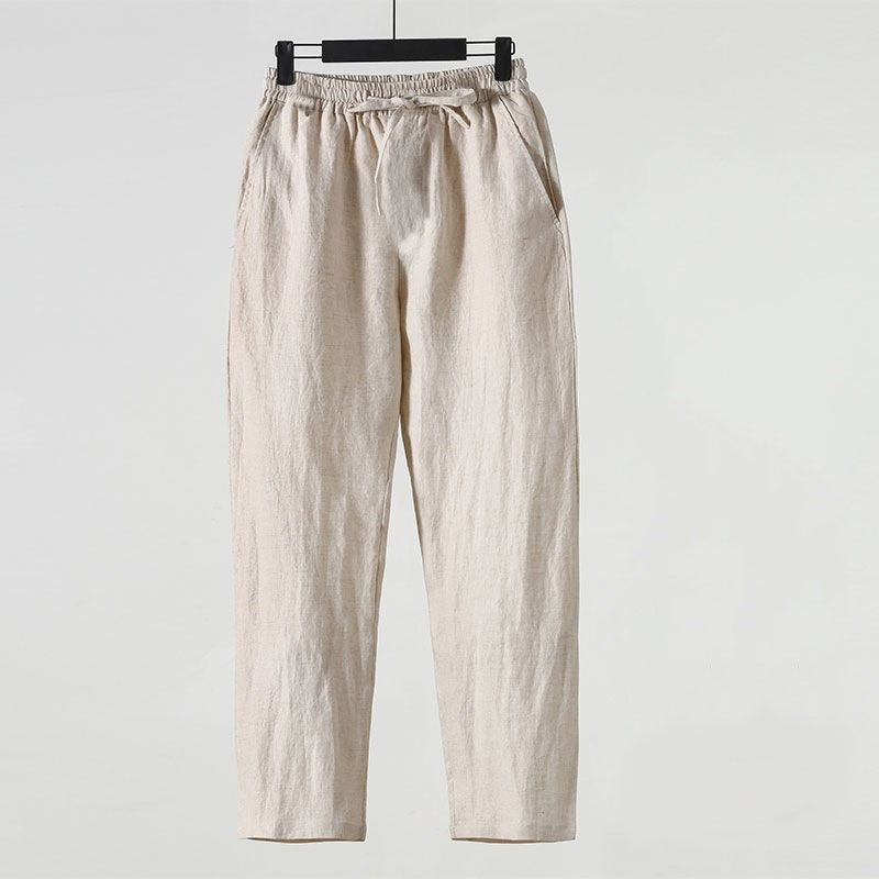 Men's Loose Plus Size Cotton And Linen Cropped Casual Pants