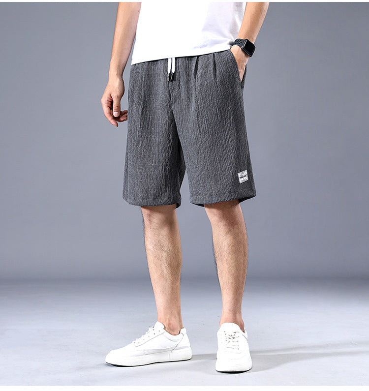 Summer Ice Silk Shorts Men's Thin Sports Quick-drying Knee Length Pants