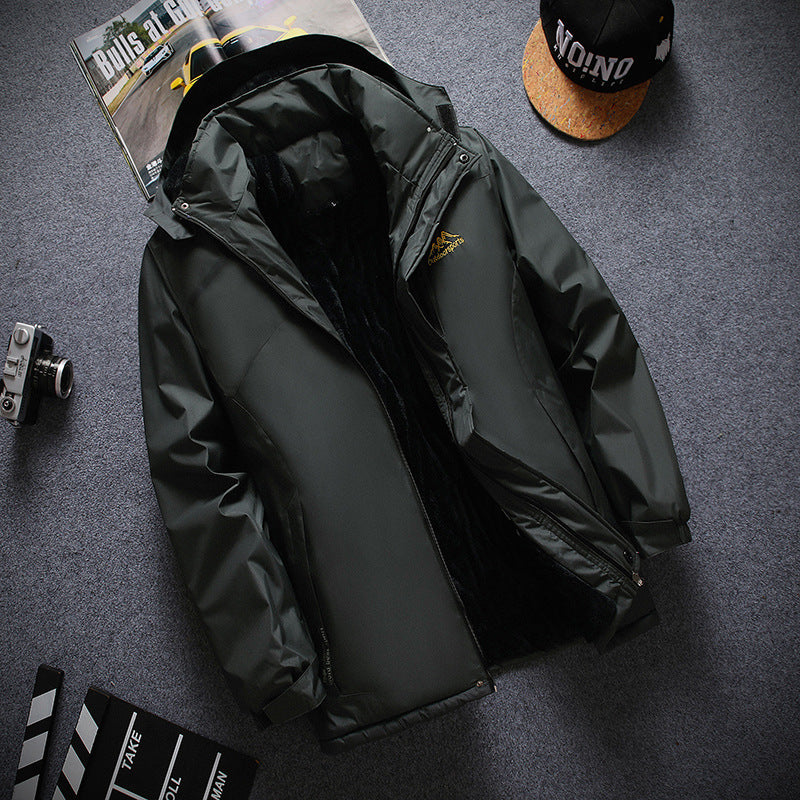 Zipper Regular Side Seam Waterproof Fleece Lined Thickened Breathable Jacket