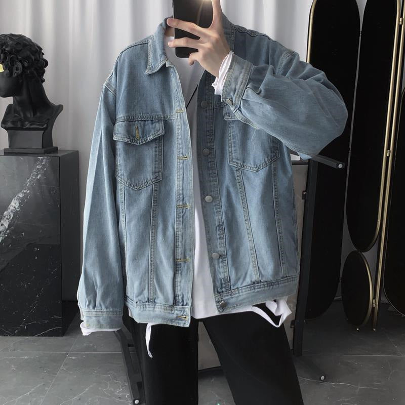 Mens Vintage Wash Blue Denim Jacket