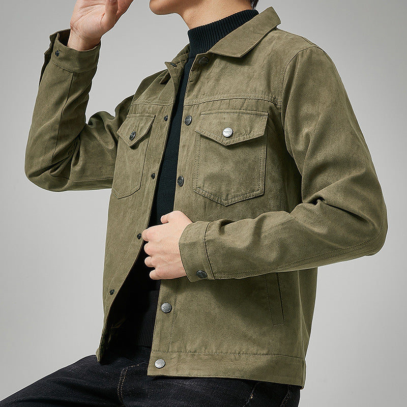 Men's Casual Suede Brushed Fabric British Style Jacket