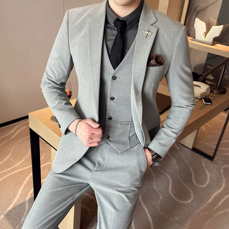 Men's Solid Color Three-piece Suit