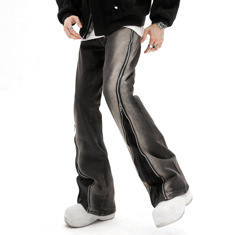 Zipper Straight-leg Trousers Men