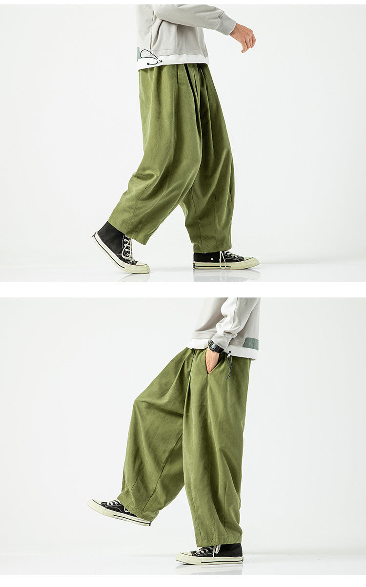 Plus Size Cropped Pants Men's Loose Straight Lantern Wide-leg Pants