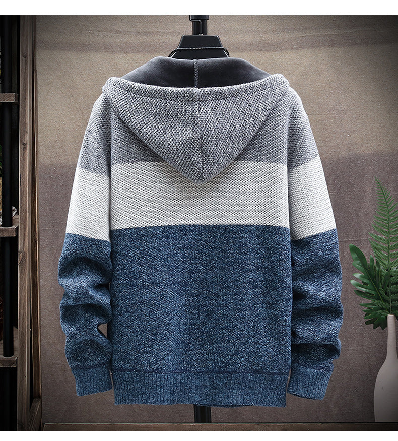 Gradient Color Block Plus Fleece Sweater