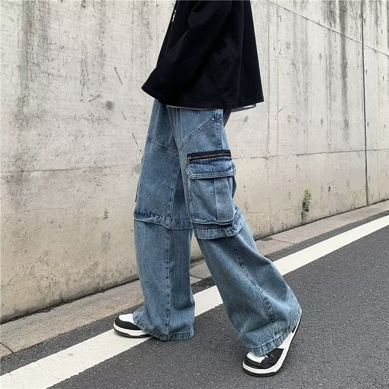 Jeans holgados de pierna ancha cargo