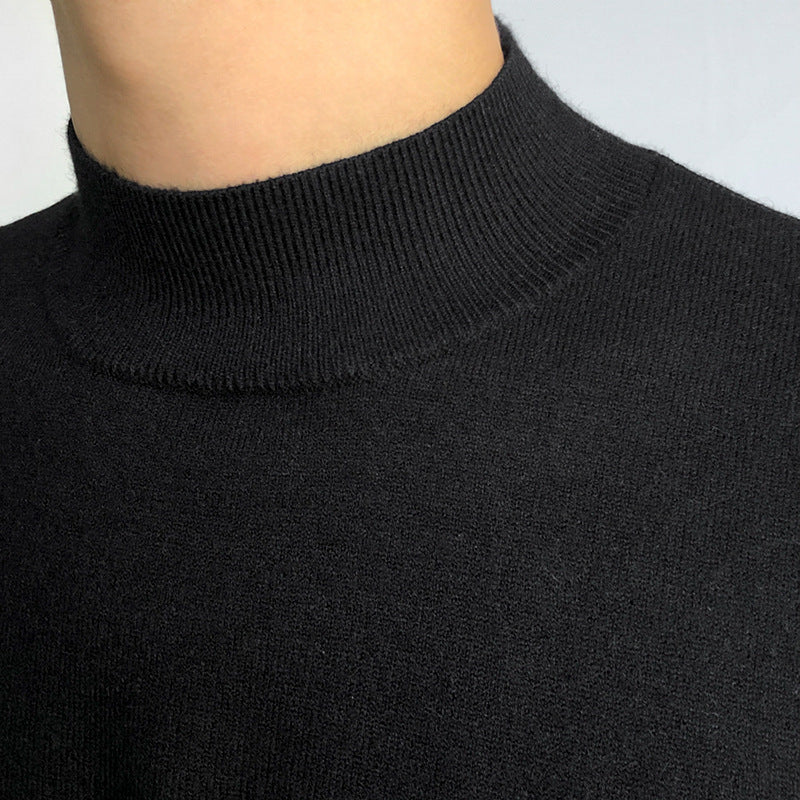 Korean Half Turtleneck Men's Thick Knit Sweater Pullover