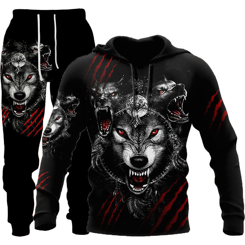 3D Wolf Print Tracksuit Men