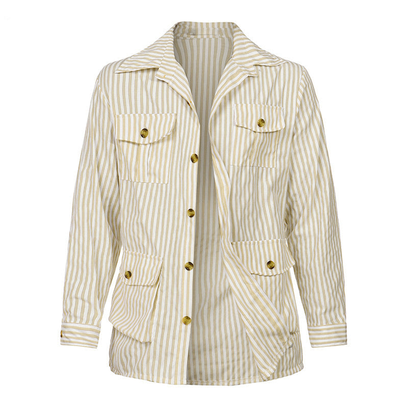 European And American Style Men's Striped Shirt jacket