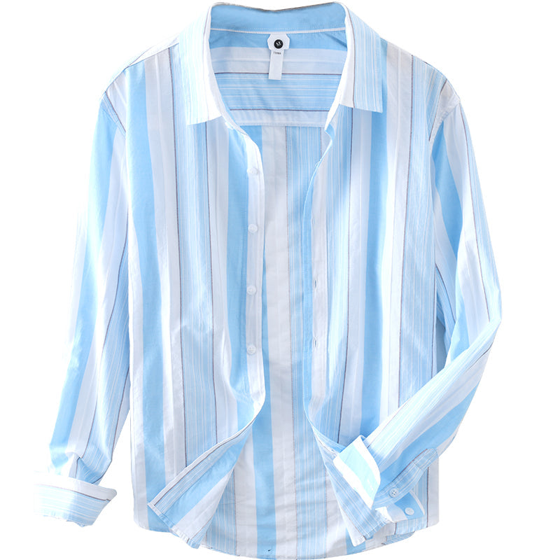 Japanese Striped Casual Long-sleeved Shirt For Men