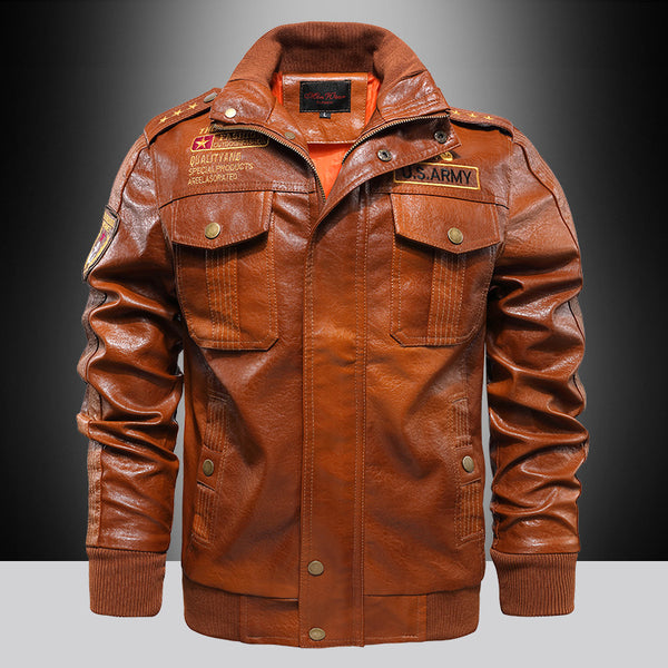 Men's Stand-up Collar Slim Fit Short leather jacket