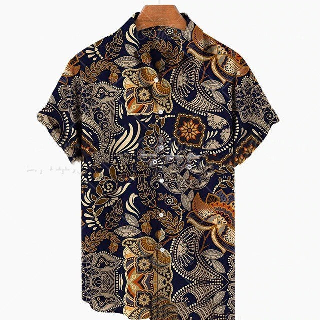 Casual printed short Sleeve summer Shirt Men