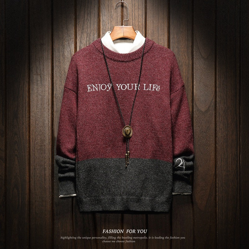 Letter embroidered stitching sweatshirt