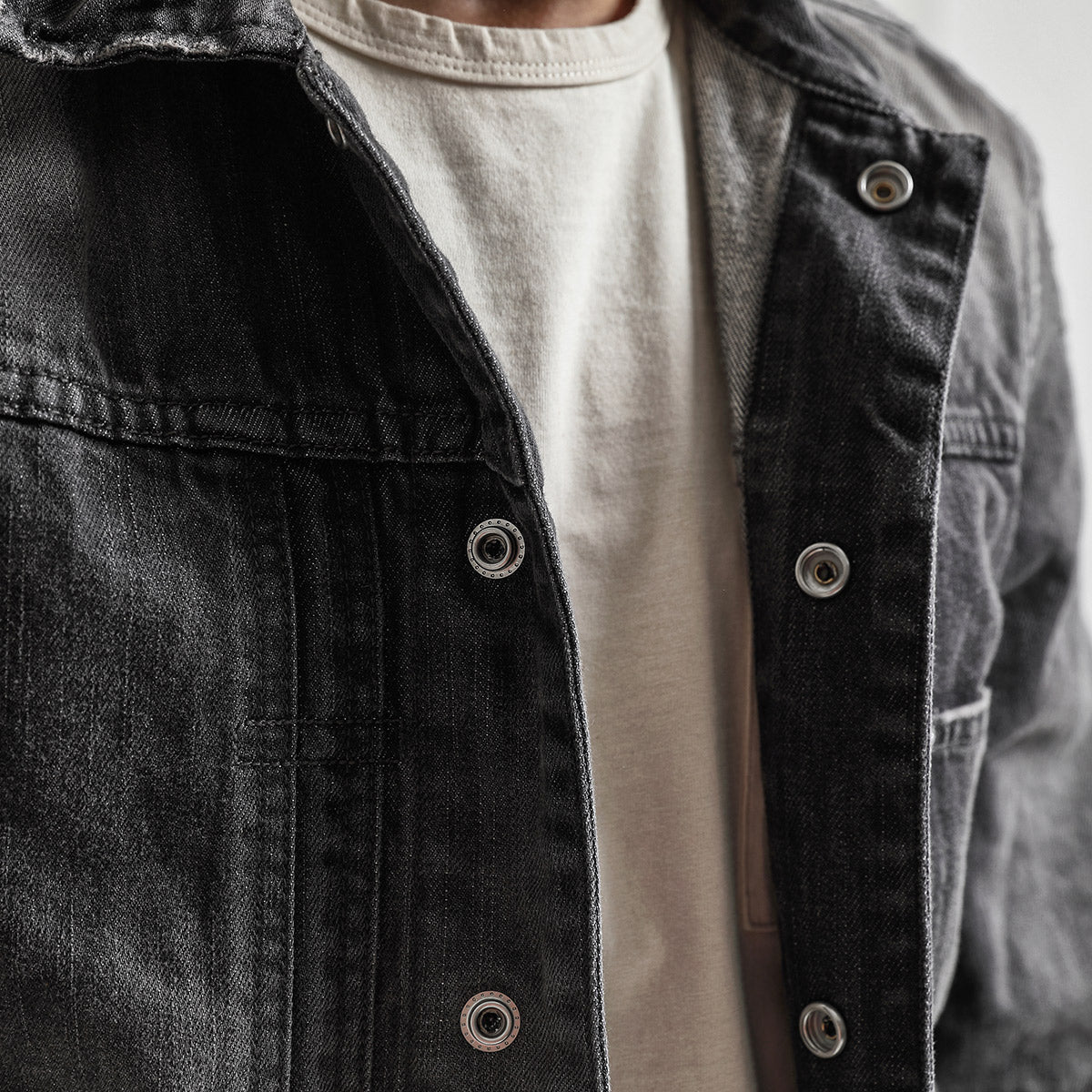 Frayed And Scratched Slim-fit Denim Jacket men