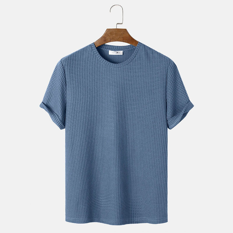 Men Summer Solid Color Round Neck T-Shirts