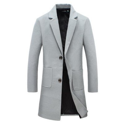 Mid-length Coat Men's Slim Handsome Woolen Coat