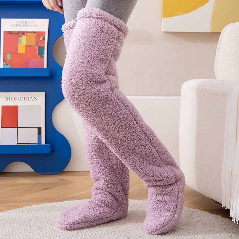 Over Knee High Fuzzy Long Socks Winter Warm Cold Leg Knee Joint Cold-proof Stockings