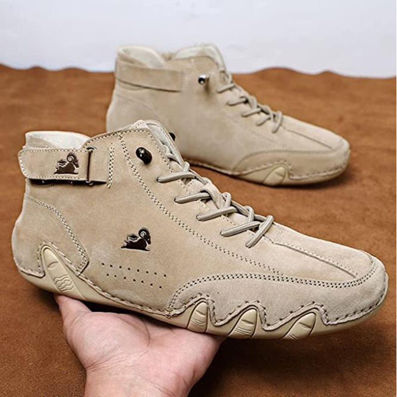 Men Ankle Boots Autumn Winter Suede Velcro Lace-up Sneakers