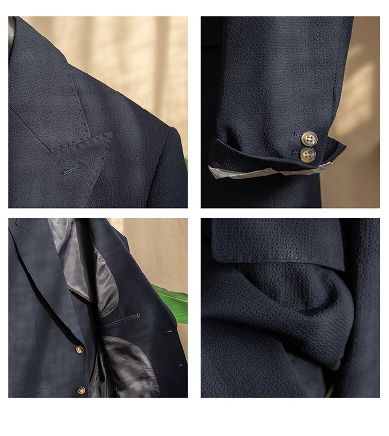 Half-lined Seersucker Light And Breathable Lapel Jacket