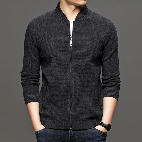 Business Men's Solid Color Knitted Jacket