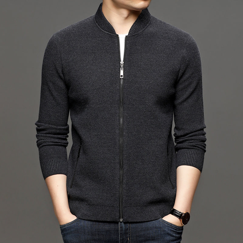 Business Men's Solid Color Knitted Jacket