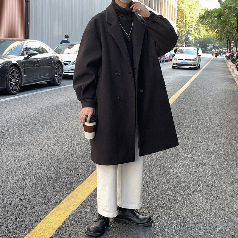 Loose And Thickened Long trench Coat men
