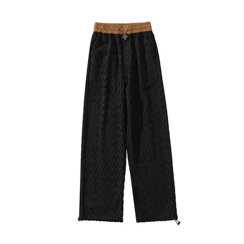 Jacquard Chenille Drawstring Jogger Pants