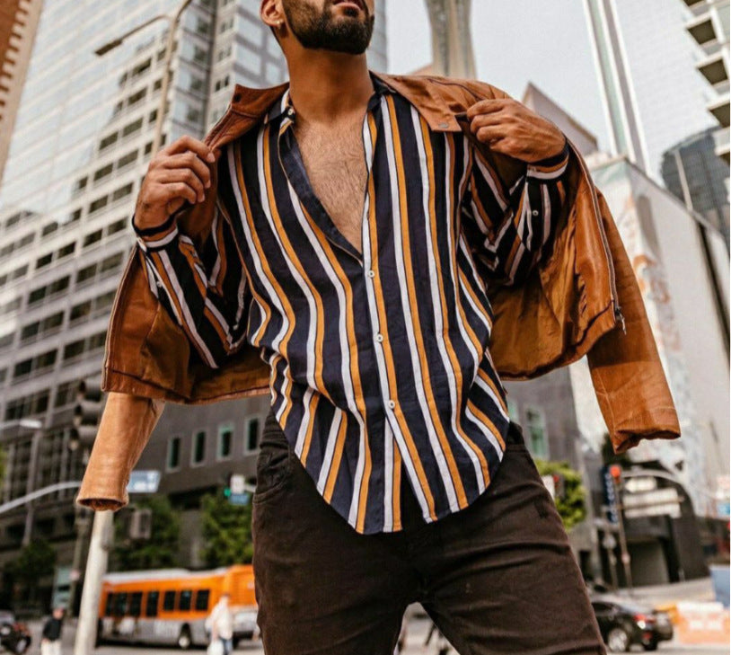 Men's long sleeve striped shirt