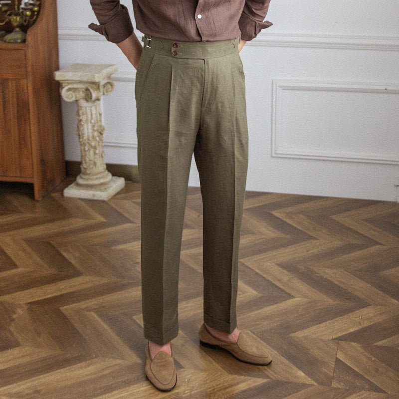 Porto Cervo Linen Pleated Trousers